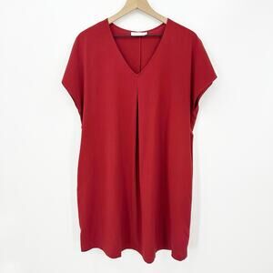 Oriane Womens Shift Dress M Rust Red Minimalist Relaxed Modern Capsule Wardrobe